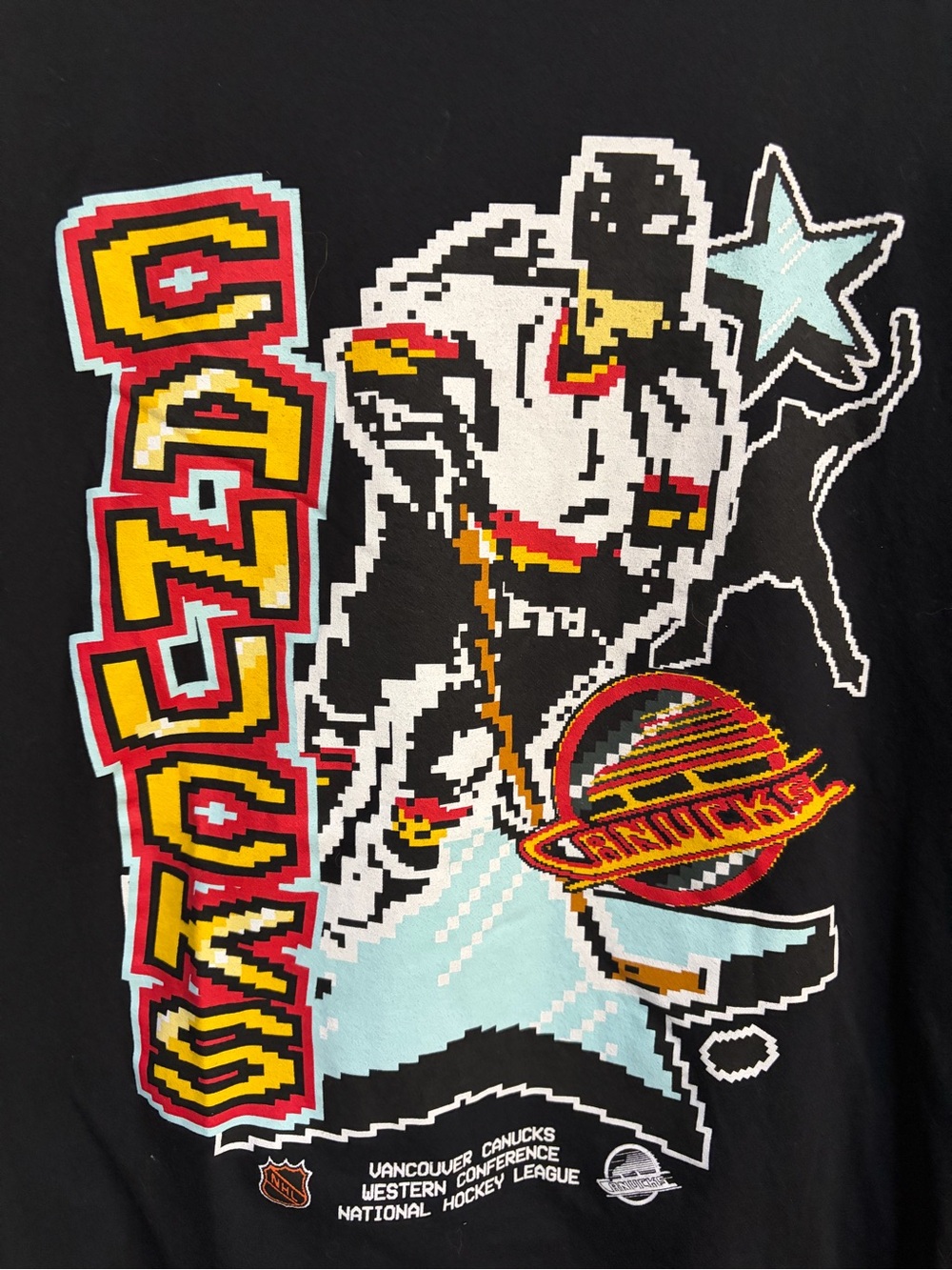 Vancouver Canucks Retro Skate Logo Pixel Graphic T-Shirt XL Black ’47 Brand NHL
